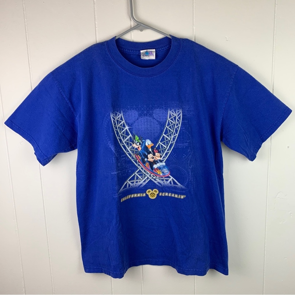 Vintage Disney California Screamin Roller Coaster Shirt Blue Men’s Large